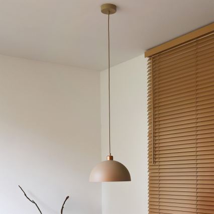 Duolla - Takpendel IRONLINE med vajer 1xE27/15W/230V Ø 27 cm beige/koppar