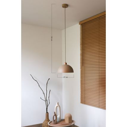 Duolla - Takpendel IRONLINE med vajer 1xE27/15W/230V Ø 27 cm beige/koppar