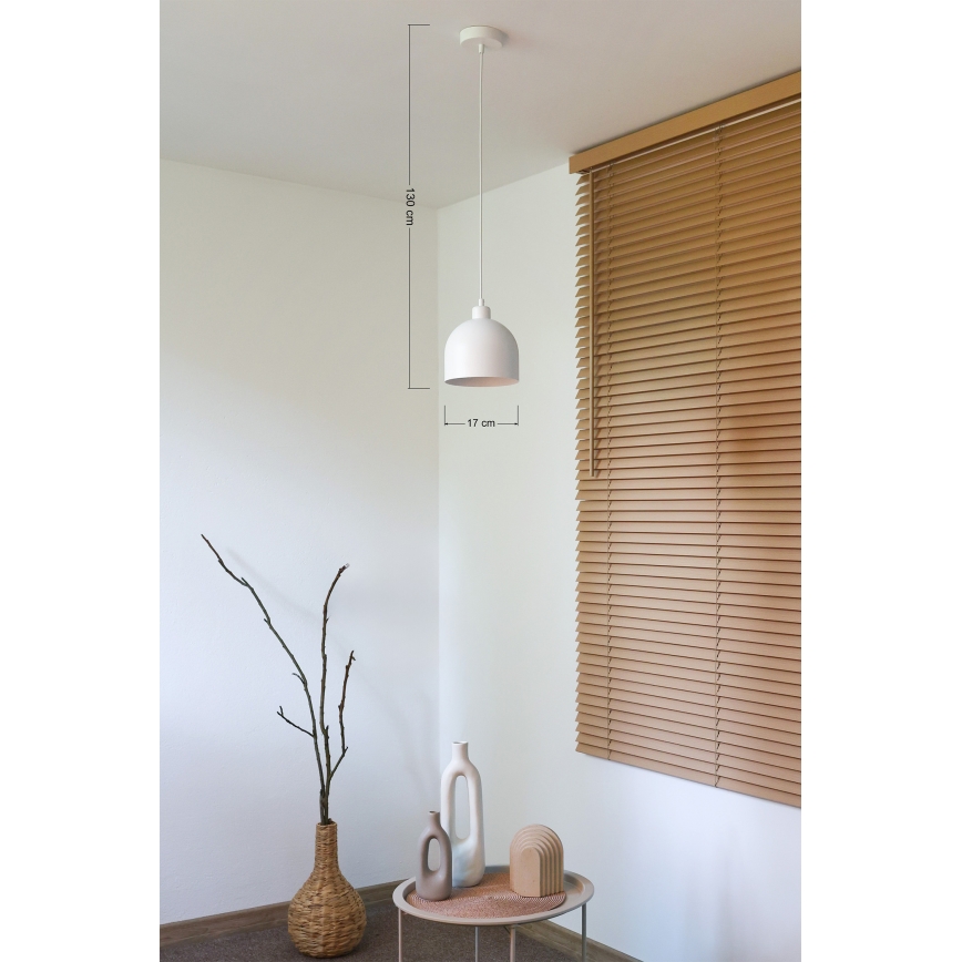 Duolla - Takpendel på sladd IRONLINE 1xE27/15W/230V Ø 17 cm vit