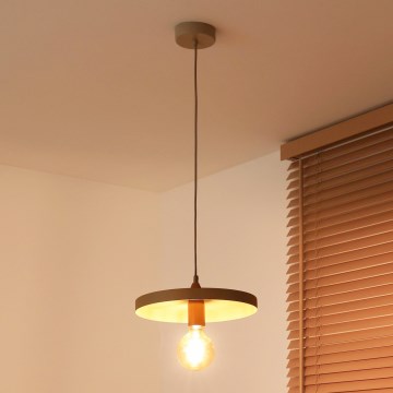 Duolla - Takpendel på vajer IRONLINE 1xE27/15W/230V diam. 30 cm beige/koppar