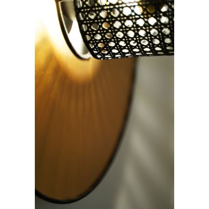 Duolla - Vägglampa TOKYO RATTAN 1xE27/15W/230V diameter 50 cm guld/svart