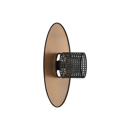 Duolla - Vägglampa TOKYO RATTAN 1xE27/15W/230V diameter 50 cm guld/svart