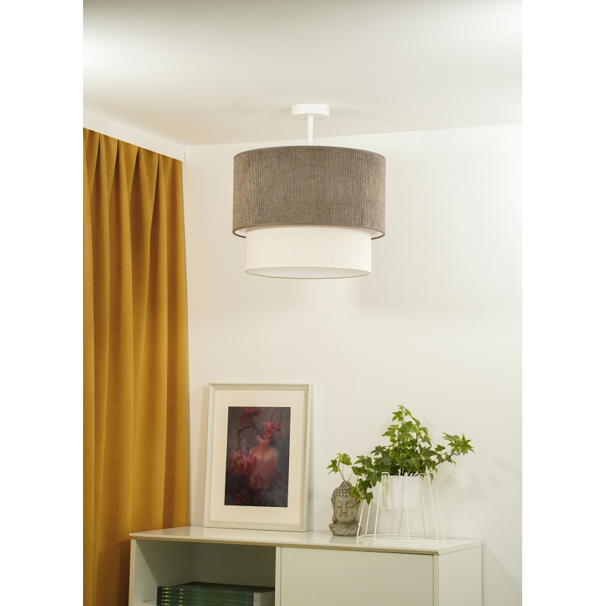 Duolla - Ytmonterad ljuskrona CORDUROY 1xE27/15W/230V diameter 40 cm brun/grädde