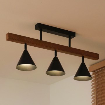 Duolla - Ytmonterad ljuskrona IRONLINE 3xG9/3W/230V furu ek/svart