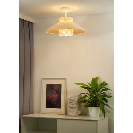 Duolla - Ytmonterad ljuskrona RIO RATTAN 1xE27/15W/230V diameter 45 cm beige/rotting