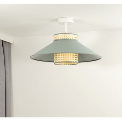 Duolla - Ytmonterad ljuskrona RIO RATTAN 1xE27/15W/230V diameter 45 cm grön/rotting