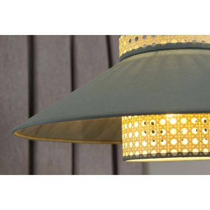 Duolla - Ytmonterad ljuskrona RIO RATTAN 1xE27/15W/230V diameter 45 cm grön/rotting