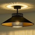 Duolla - Ytmonterad ljuskrona RIO RATTAN 1xE27/15W/230V diameter 45 cm svart/guld