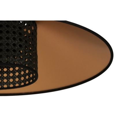 Duolla - Ytmonterad ljuskrona RIO RATTAN 1xE27/15W/230V diameter 45 cm svart/guld