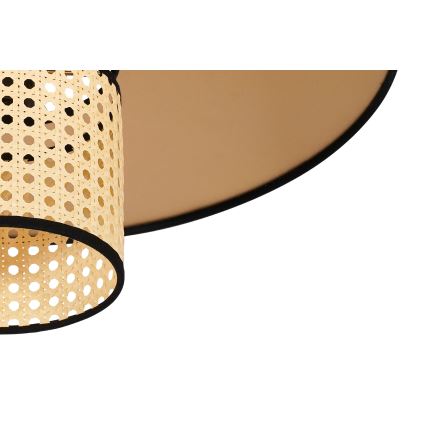 Duolla - Ytmonterad ljuskrona TOKYO RATTAN 1xE27/15W/230V diameter 50 cm guld/rotting