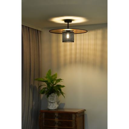 Duolla - Ytmonterad ljuskrona TOKYO RATTAN 1xE27/15W/230V diameter 50 cm guld/svart