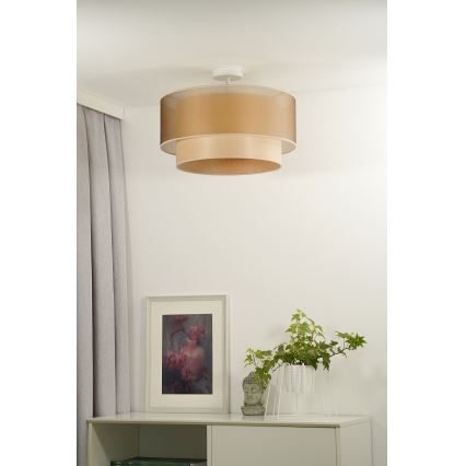 Duolla - Ytmonterad ljuskrona WOOD BOHO 1xE27/15W/230V diameter 45 cm koppar/beige