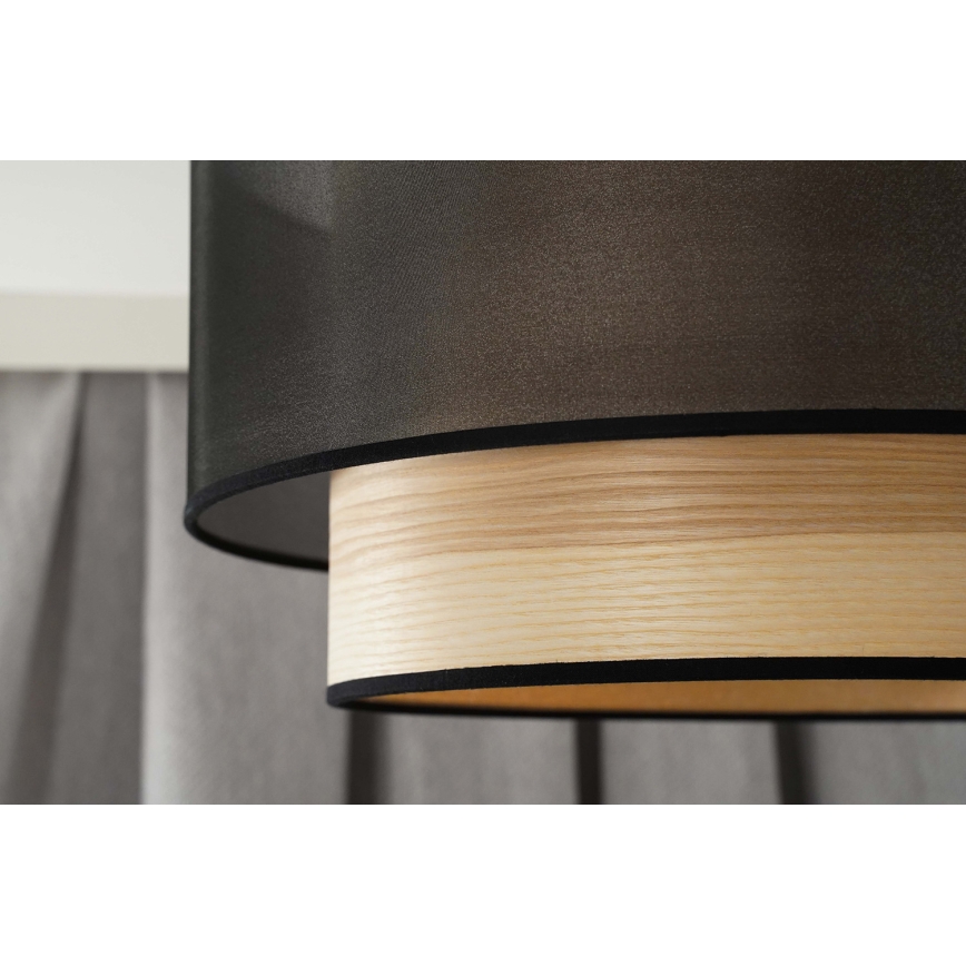 Duolla - Ytmonterad ljuskrona WOOD BOHO 1xE27/15W/230V diameter 45 cm svart/beige