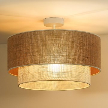 Duolla - Ytmonterad ljuskrona YUTE BOHO 1xE27/15W/230V diameter 45 cm brun/grädde