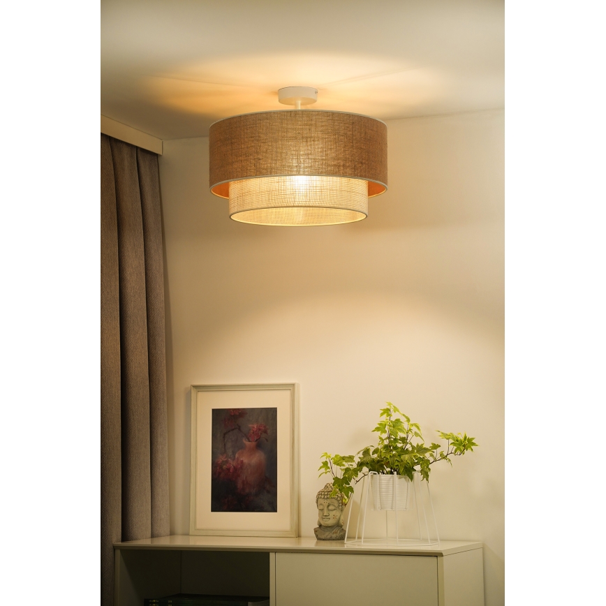 Duolla - Ytmonterad ljuskrona YUTE BOHO 1xE27/15W/230V diameter 45 cm brun/grädde