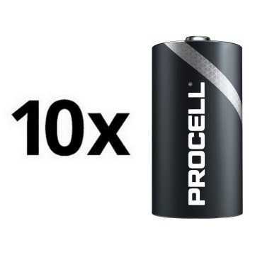 Duracell - 10 delar Alkaliskt batteri Procell Industrial LR20/D 1,5V 15476 mAh