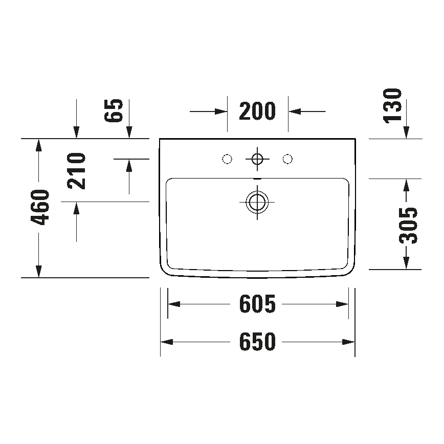 Duravit 23756500002 - Vägghängt tvättställ D-NEO 65x46 cm keramik/blank vit