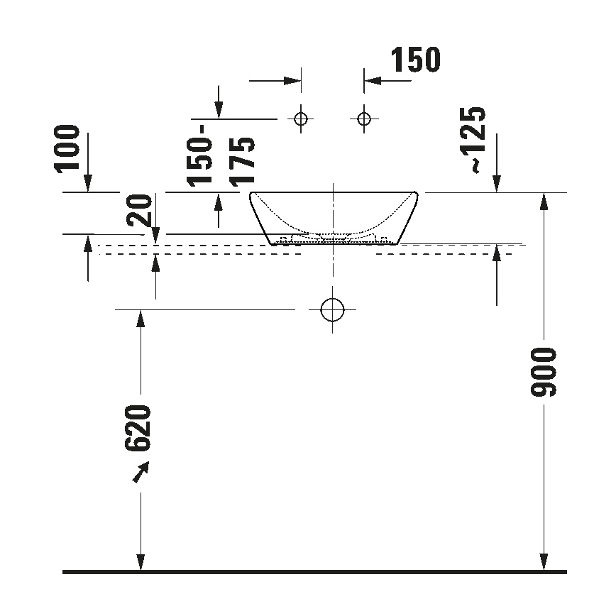Duravit 2397400070 - Tvättställ för bänkskiva D-NEO 40x40 cm keramik/blankvit