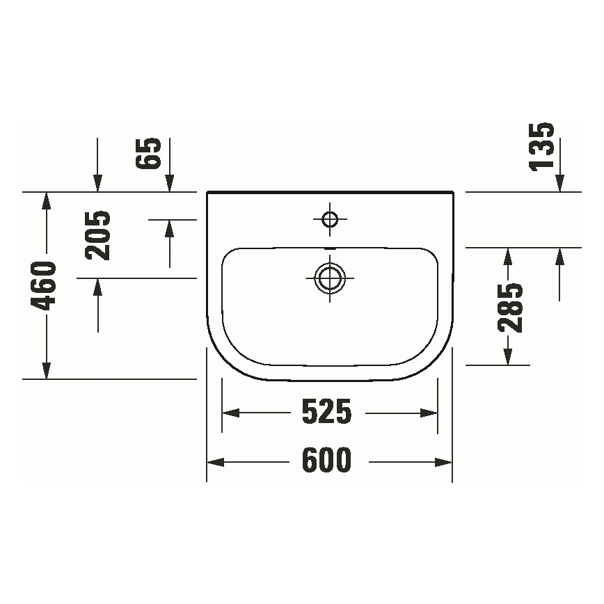 Duravit 23986000002 - Vägghängt tvättställ D-CODE 60x46 cm keramik/blank vit