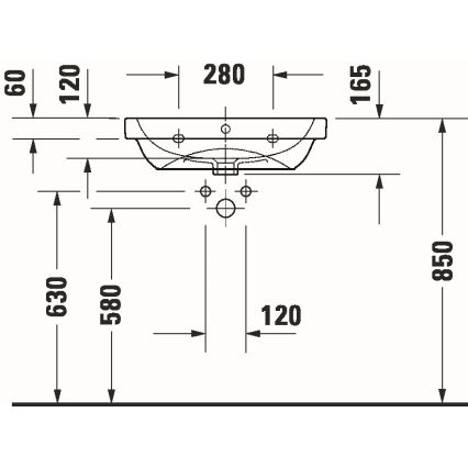 Duravit 23986000002 - Vägghängt tvättställ D-CODE 60x46 cm keramik/blank vit