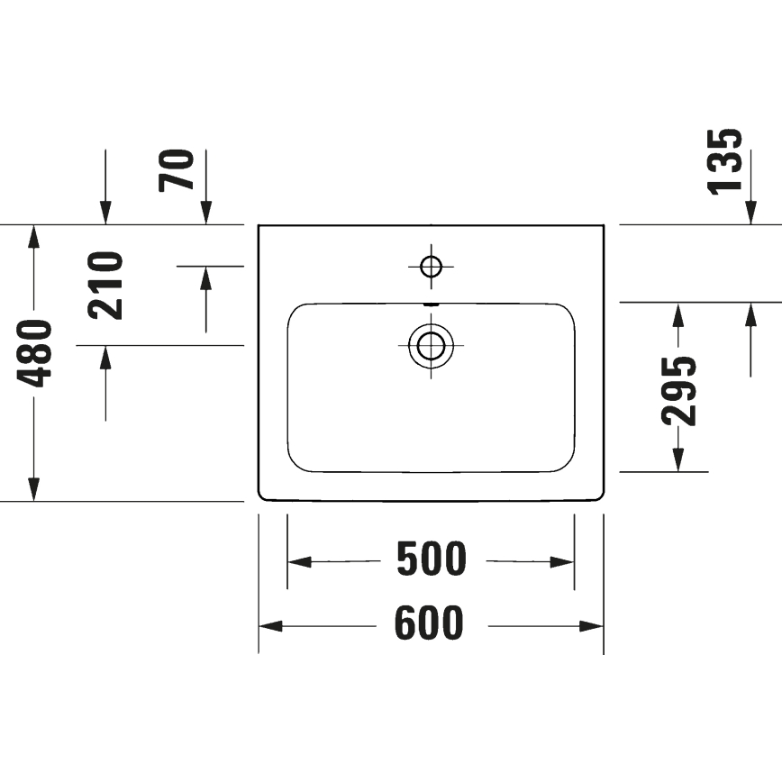 Duravit 23996000002 - Vägghängt tvättställ D-CODE 60x48 cm, keramik/blank vit