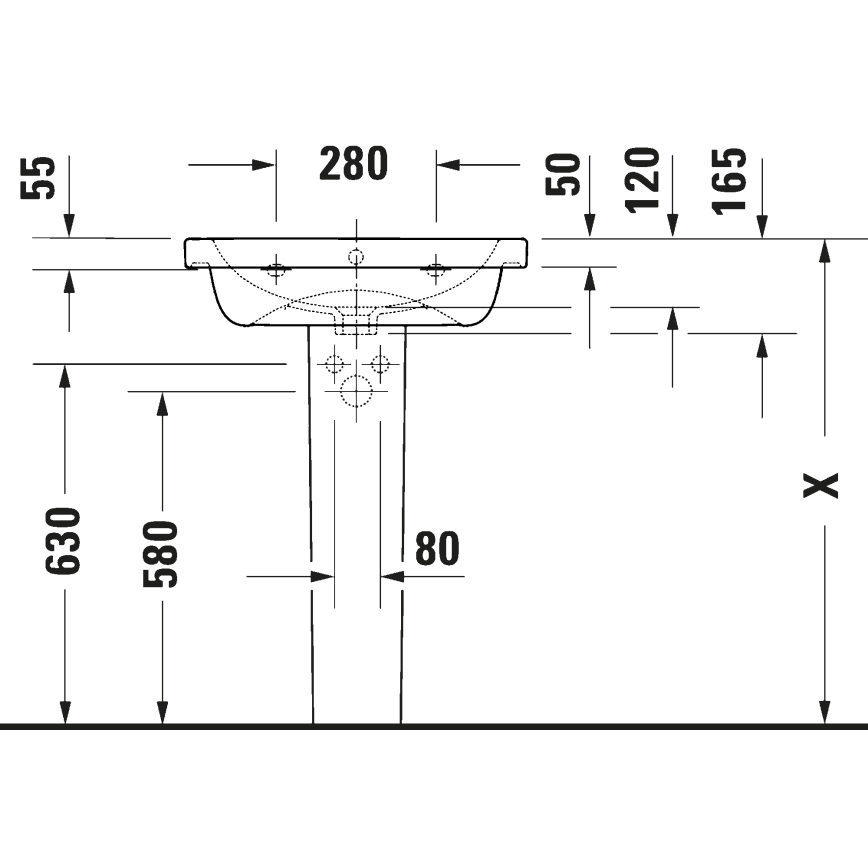 Duravit 23996000002 - Vägghängt tvättställ D-CODE 60x48 cm, keramik/blank vit