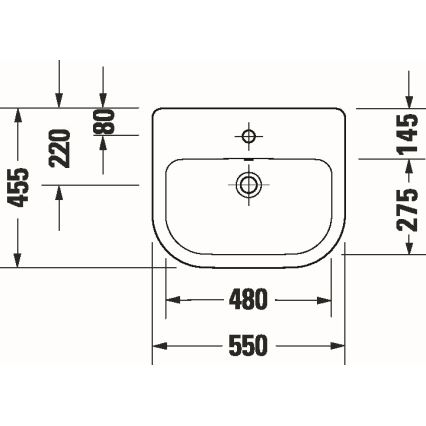 Duravit 24035500002 - Infällt tvättställ D-CODE 55x45,5 cm keramik/glänsande vit