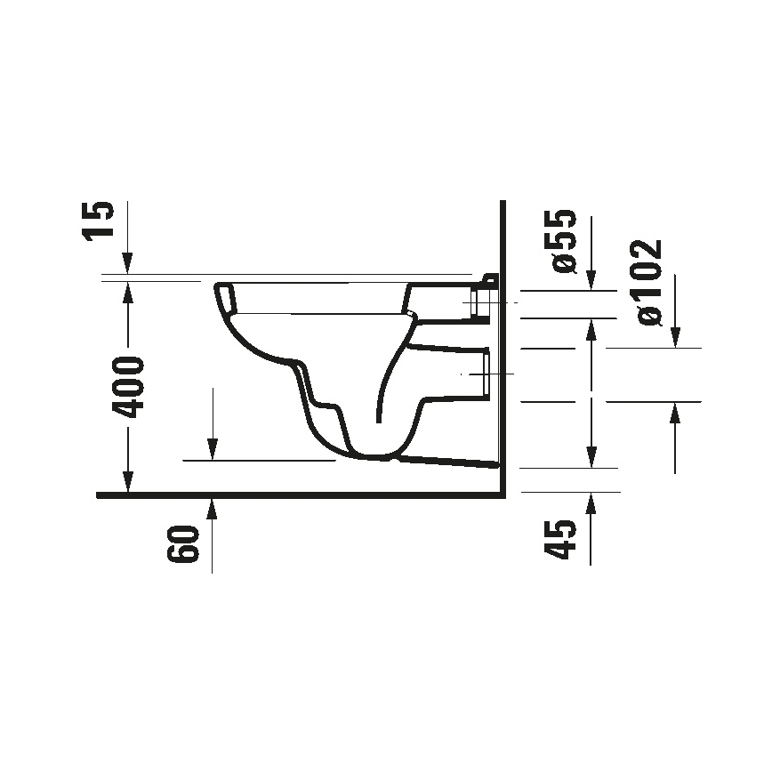 Duravit 25350900002 - Vägghängd WC D-CODE keramik/blank vit