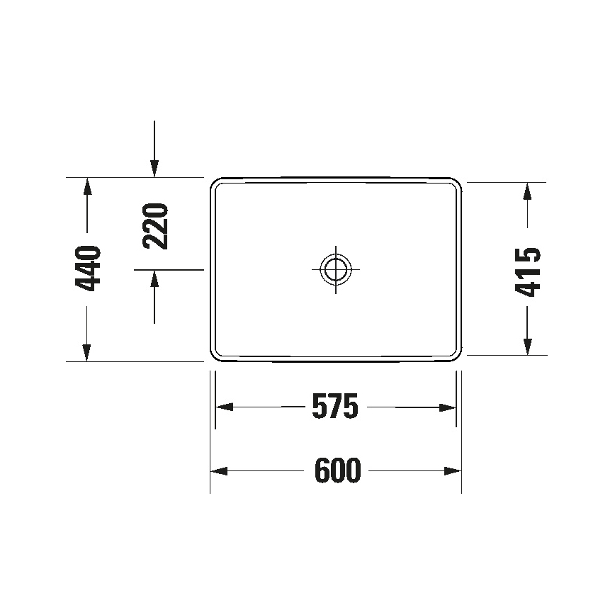 Duravit 358600079 - Infällt tvättställ D-NEO 60x44 cm keramik/blank vit