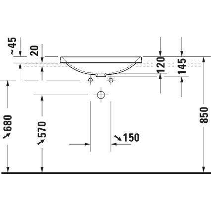 Duravit 358600079 - Infällt tvättställ D-NEO 60x44 cm keramik/blank vit