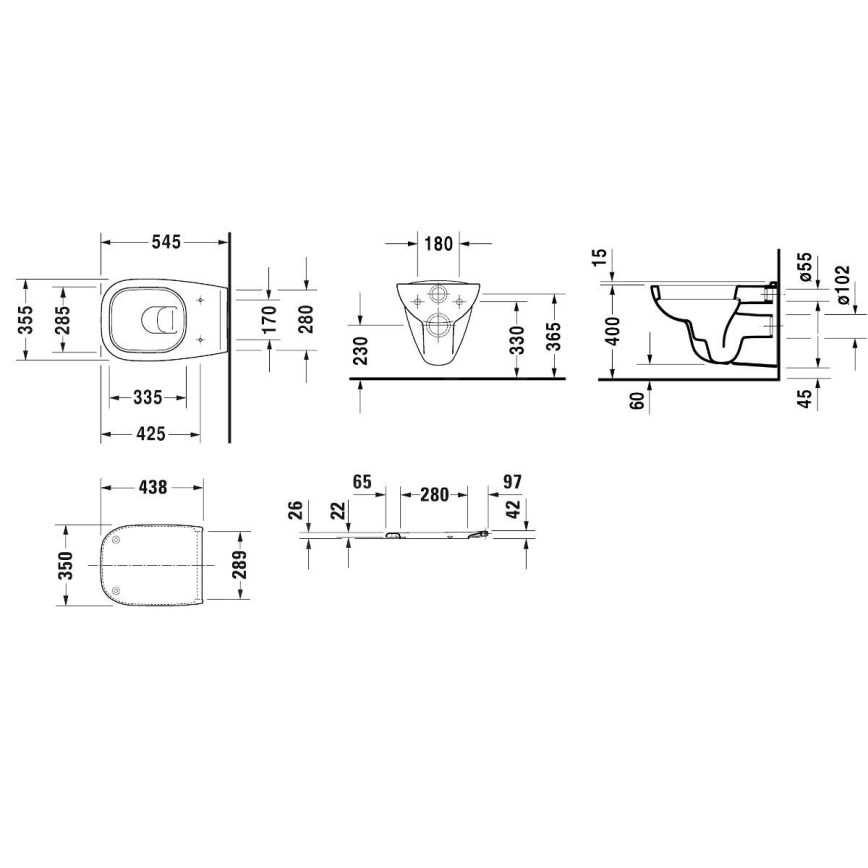 Duravit 45350900A1 - Vägghängd toalettstol med SoftClose-sits D-CODE keramik/blank vit