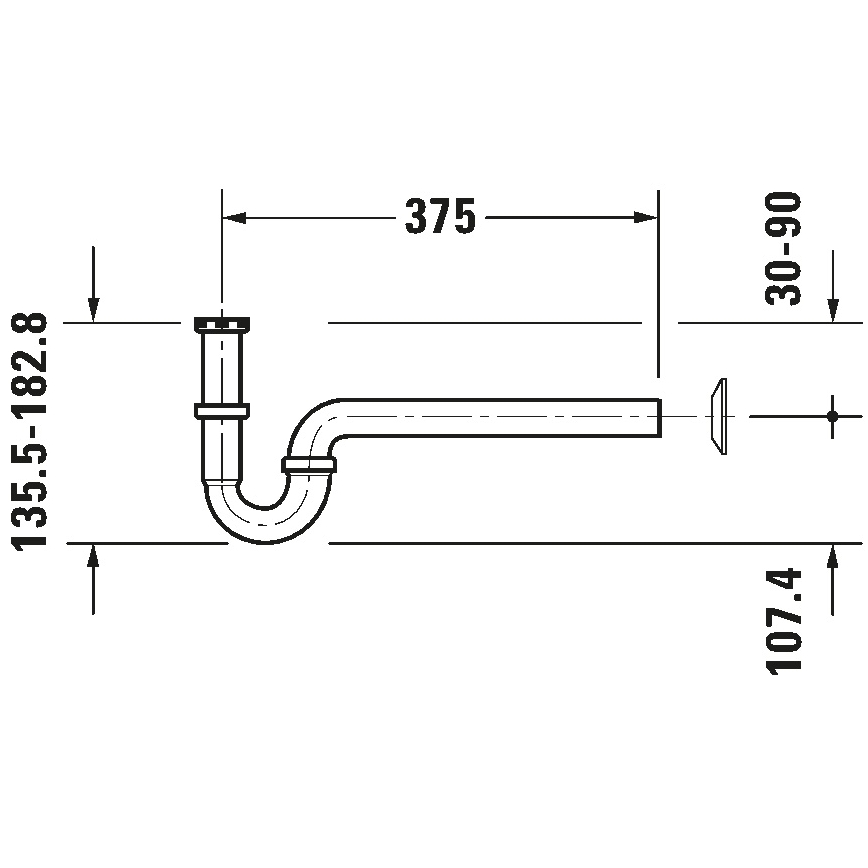 Duravit 50260000 - Tvättställssifon UNIVERSAL blank krom