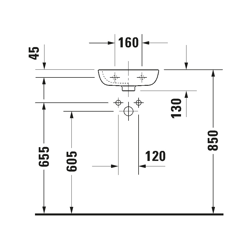 Duravit 7053600082 - Väggmonterat tvättställ D-CODE 36x27 cm keramik/blankvit