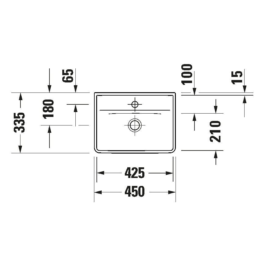Duravit 738450041 - Vägghängt tvättställ D-NEO 45x33,5 cm keramik/högblank vit