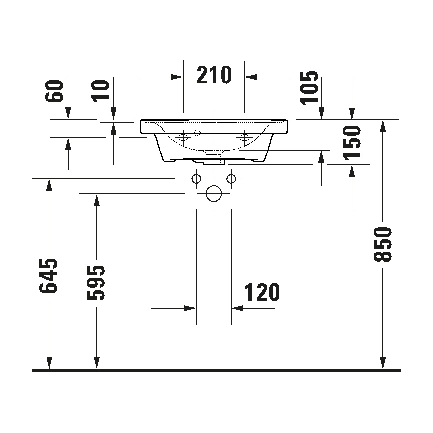 Duravit 742500060 - Vägghängt tvättställ D-NEO 50x40 cm keramik/blank vit