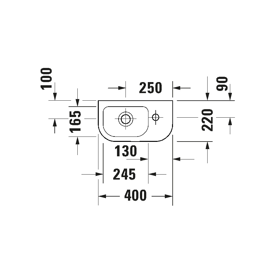 Duravit 7494000412 - Vägghängt tvättställ D-CODE 40x22 cm keramik/blank vit