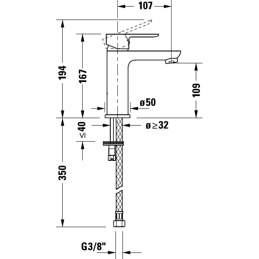 Duravit DC1023002010 - Tvättställsblandare D-CODE i blank krom