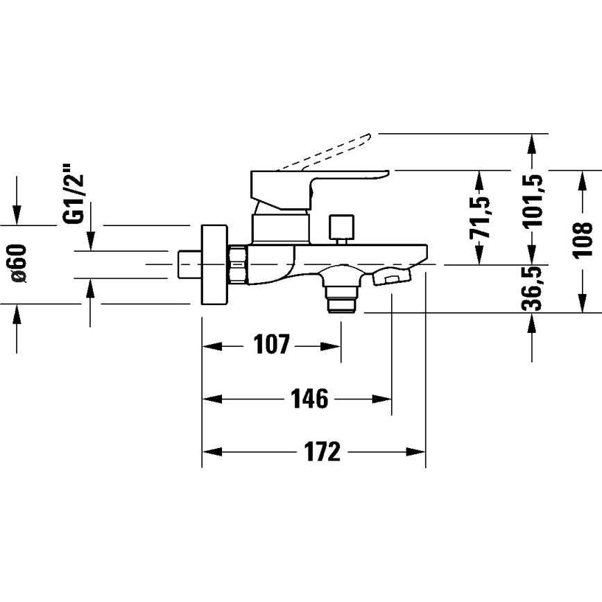 Duravit DC5230001010 - D-CODE badkarsblandare i blank krom