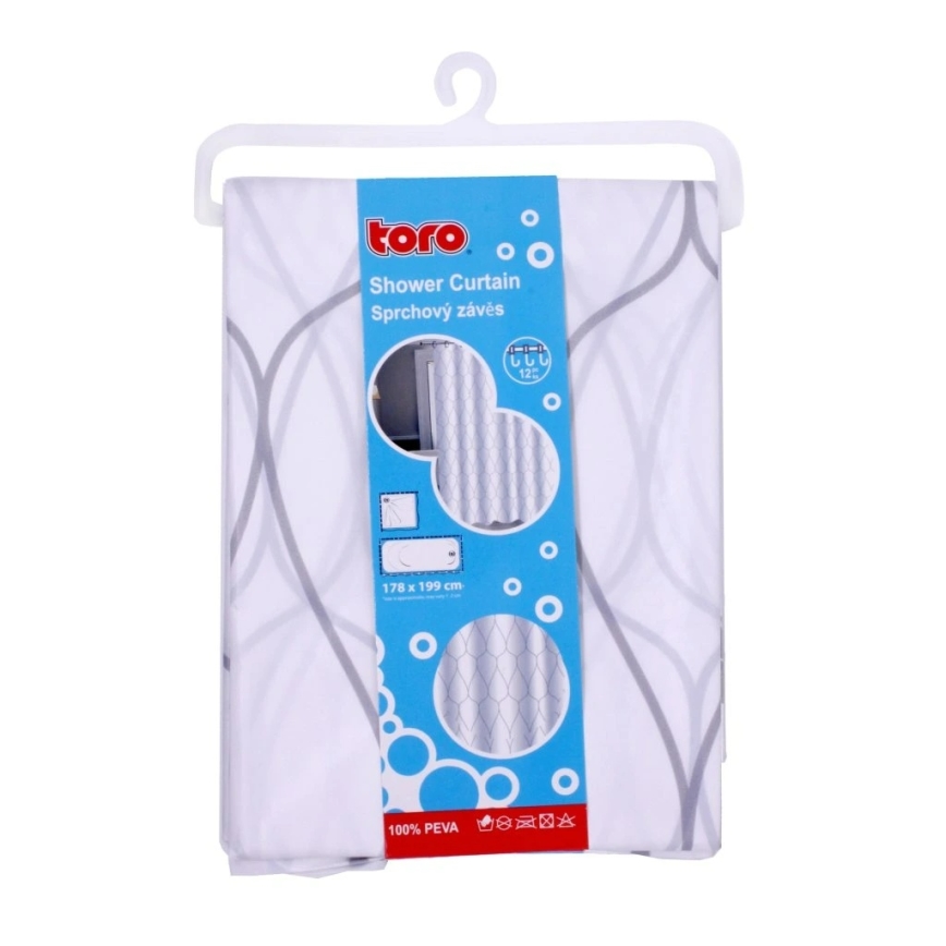Duschdraperi TORO EASY 178x199 cm vit/grå