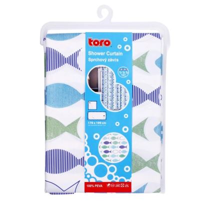 Duschdraperi TORO PREMIUM 178x199 cm blå/grön