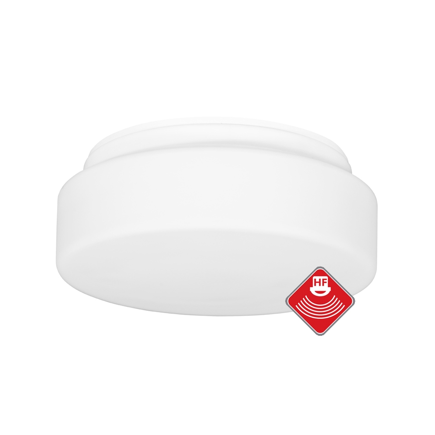 Taklampa för utomhusbruk med sensor HECTOR 1xE27/60W/230V diameter 25 cm IP44 opal vit