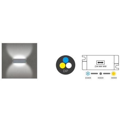 LED vägglampa för utomhusbruk BRICK 2xLED/6W/230V 3000/4000/6500K IP65 svart