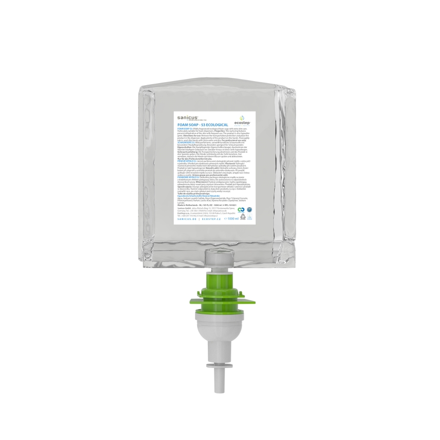 EcoStep 50052 - Beröringsfri tvåldispenser S3, 1000 ml, 4xAA, svart