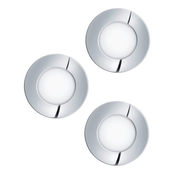 Eglo - 3-pack LED-downlight för badrum FUEVA 1xLED/2,8W/230V IP44 blank krom diam. 8,5 cm