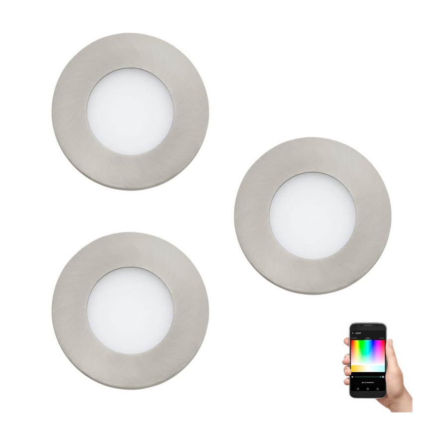Eglo - 3-pack LED RGB dimbara infällda takarmaturer FUEVA-C 1xLED/3W/230V Ø 8,5 cm