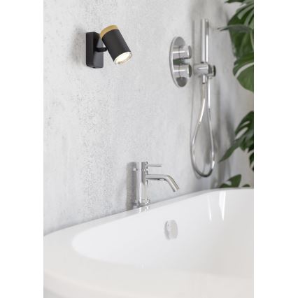 Eglo - Väggspot för badrum 1xGU10/3W/230V IP44 svart/beige