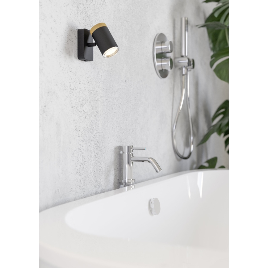 Eglo - Väggspot för badrum 1xGU10/3W/230V IP44 svart/beige