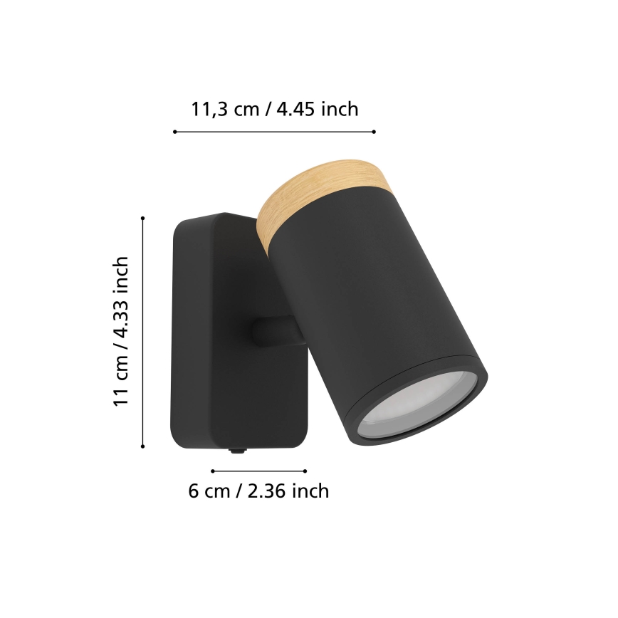 Eglo - Väggspot för badrum 1xGU10/3W/230V IP44 svart/beige