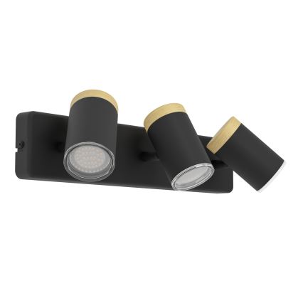 Eglo - Badrumsspotlight 3xGU10/3W/230V IP44 svart/beige