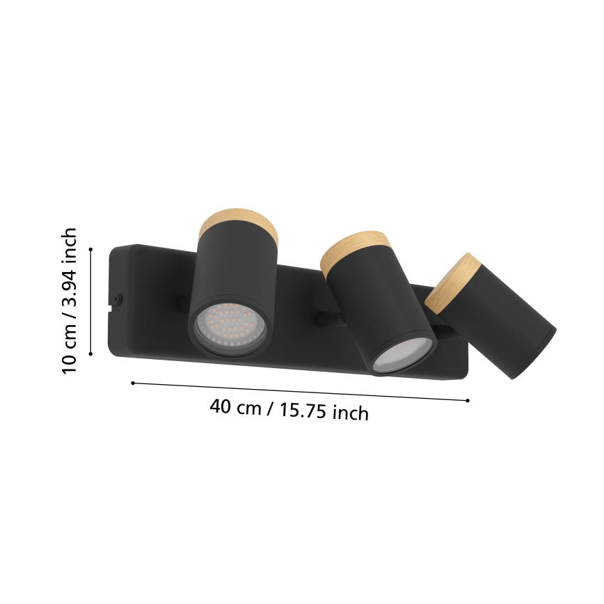 Eglo - Badrumsspotlight 3xGU10/3W/230V IP44 svart/beige